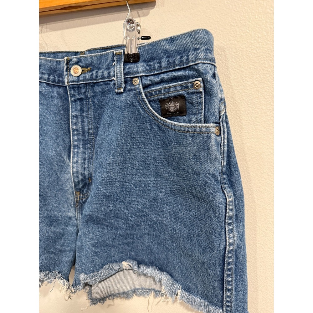 Harley Davidson Cut-Off Shorts Women 14R Blue Denim Cotton 5 Pockets Classic Fit - Picture 4 of 7